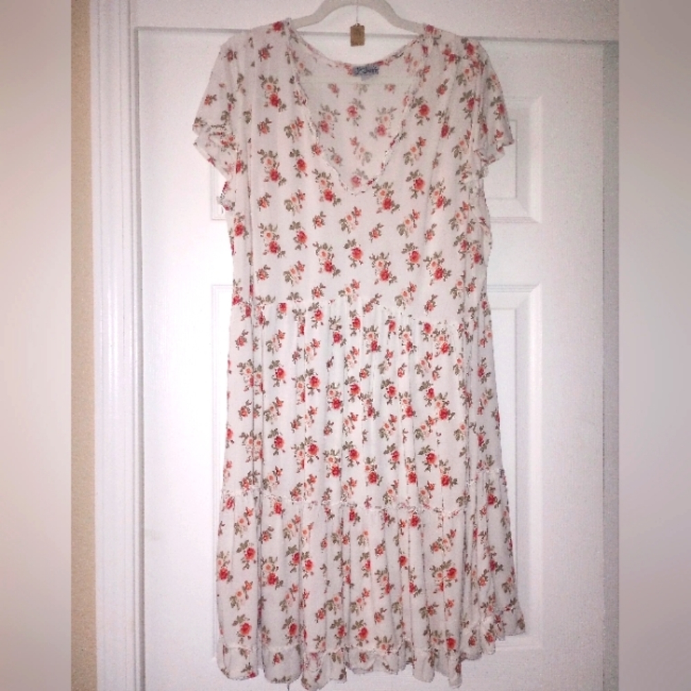 Flowy Country girl floral tiered baby doll dress